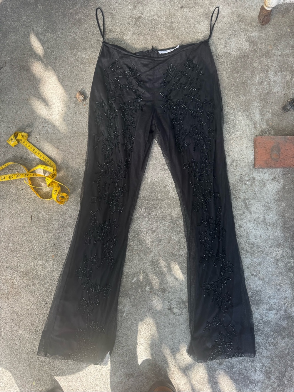 Charlotte Russe Black Beaded Lace Overlay Jumpsuit Pants